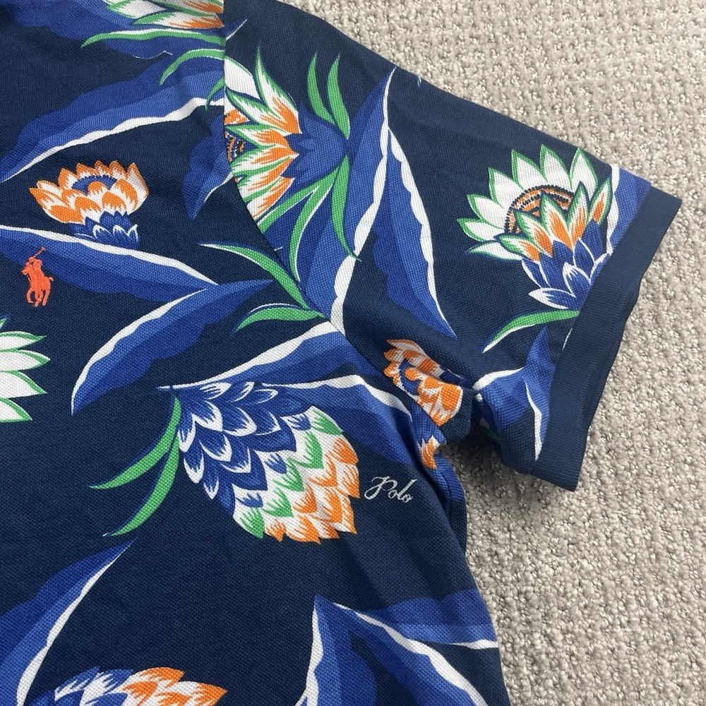 Polo Ralph Lauren Classic Fit Polo Shirt Mens XL Navy Floral Graphic NEW - Picture 5 of 10
